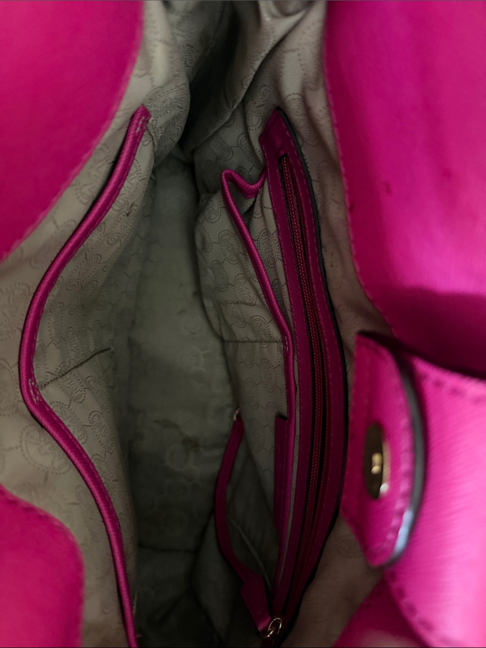 Michael Kors Hot Pink, Cream & Black Saffiano Leather Tote - Picture 4 of 11